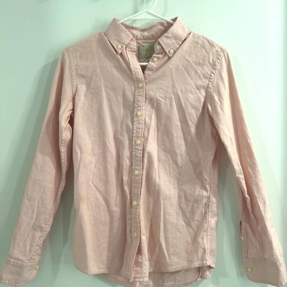 Banana Republic Women's Petite XS Pink 100% Cotton Oxford Button-Up Shirt Blouse